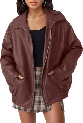 Women's Oversized Leather Jackets Faux Suede Fall Fashion Motorcycle Coats Winter Outfits Clothes 2026
