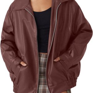 Women's Oversized Leather Jackets Faux Suede Fall Fashion Motorcycle Coats Winter Outfits Clothes 2026