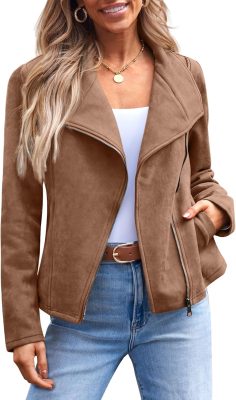 Women's Faux Leather Jackets Suede Fall Fashion 2026 Outfits Winter Clothes Open Front Cropped Coat Outwear