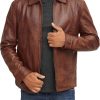 Brown Leather Jacket Men - Black Real LambskinMen's Leather Jacket