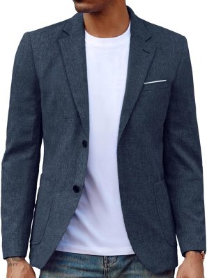 Men's Casual Sport Coat Blazer Two Buttons Lightweight Business Jackets