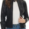 Black Faux Leather Jackets for Women Motorcycle PU Moto Biker Outwear Coat