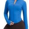 Womens Zip Up Workout Jakcets Lightweight Slim Fit Running Athletic Jackets with Thumb Holes