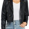Women's Faux Leather Jackets, Zip Up Motorcycle Short PU Moto Biker Outwear Fitted Slim Coat